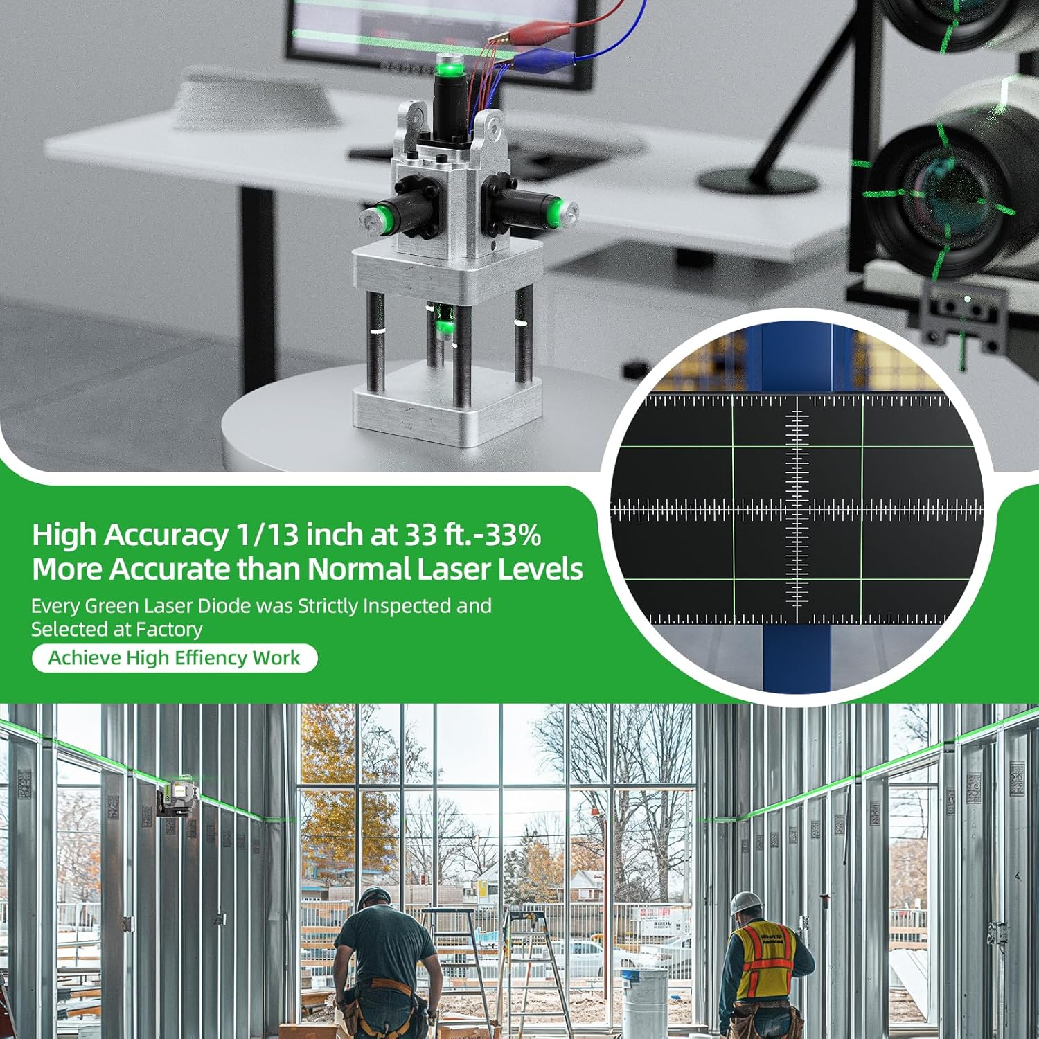 Huepar 4D Cross Line Laser Lev - Industrial Laser Alignment Tool recension och pris