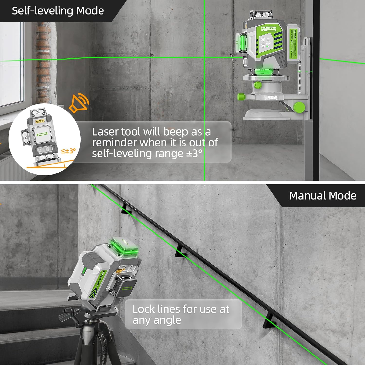Huepar 4D Cross Line Laser Lev - Industrial Laser Alignment Tool recension och pris